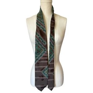 Vintage 70s Sears The Mens Store Brown Green Floral Necktie Blue Red Poly Tie